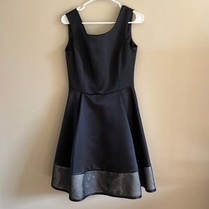 PINK TARTAN MESH PANEL FIT & FLARE DRESS